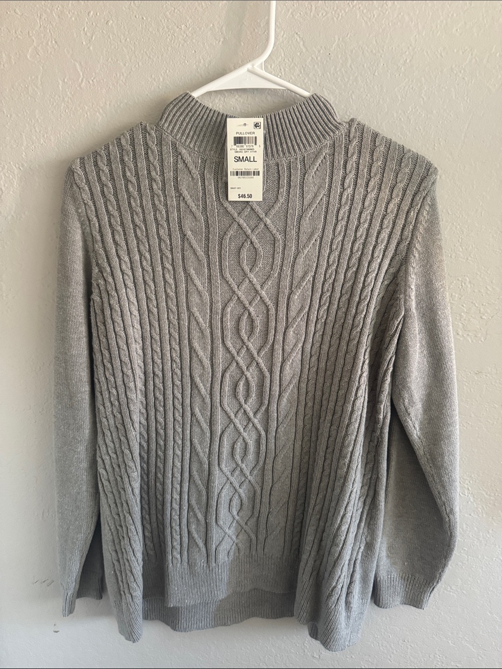 Women’s Long Cable-Knit Turtleneck Sweater - Light Gray